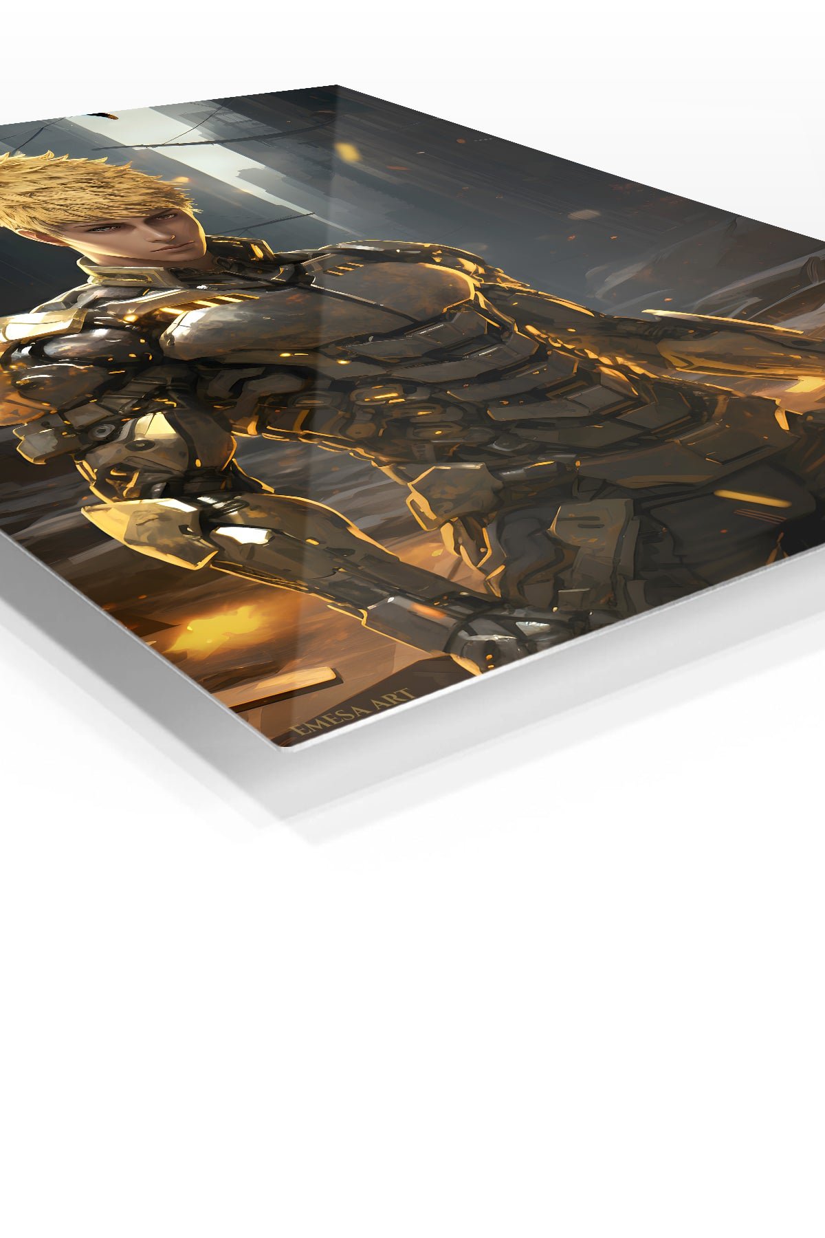 Golden Cyborg Sentinel metal wall art print, view 2