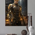 Golden Cyborg Sentinel metal wall art print, view 4