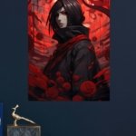 Crimson Petal Shadow Warrior metal wall art print, view 4