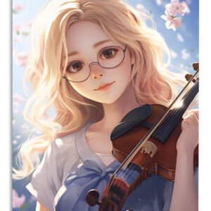 Springtime Violinist metal wall art print