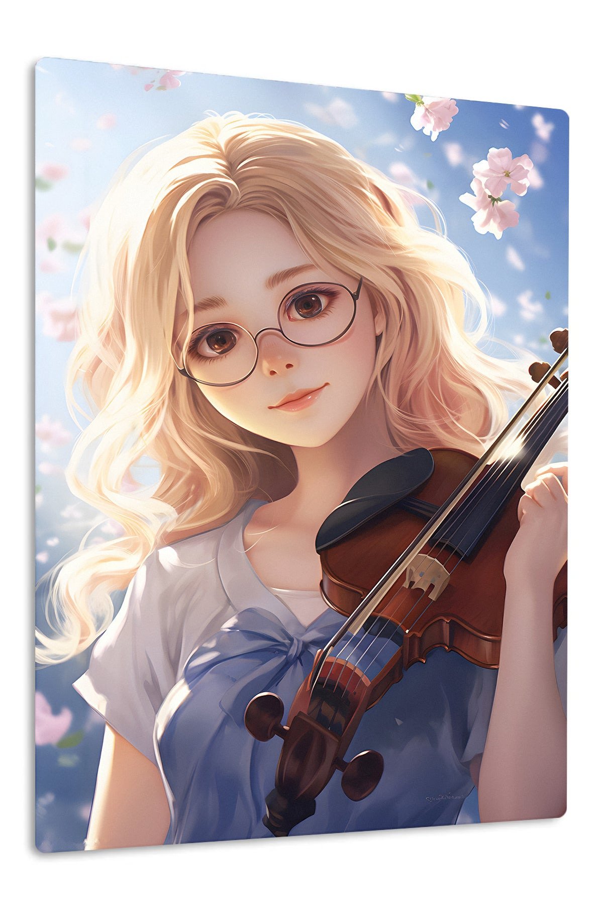 Springtime Violinist metal wall art print