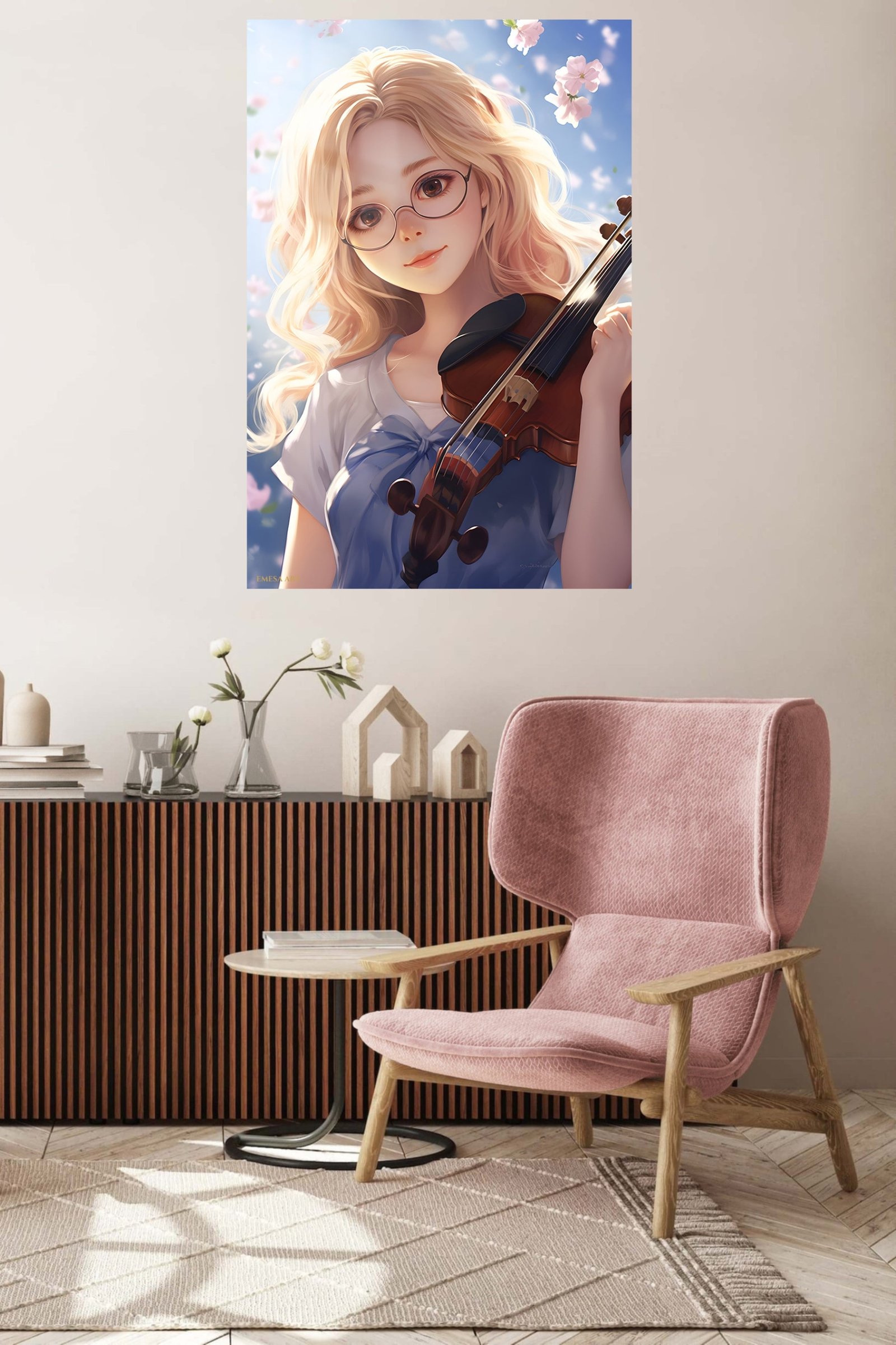 Springtime Violinist metal wall art print, view 5