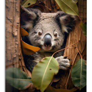 Curious Koala in the Gum Trees metal wall art print