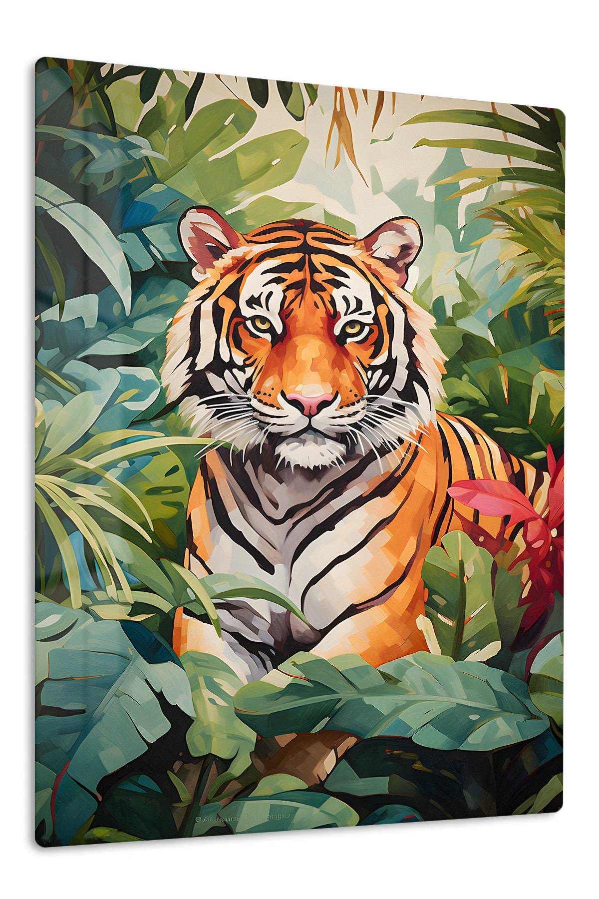Tropical Tiger Portrait metal wall art print