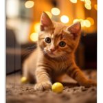 Golden Light Kitten metal wall art print