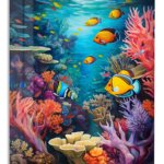 Tropical Reef Fish Garden metal wall art print