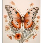 Coral Butterfly Garden metal wall art print