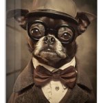 Dapper Dog in Glasses metal wall art print