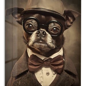 Dapper Dog in Glasses metal wall art print