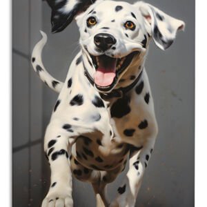 Joyful Dalmatian Leap metal wall art print