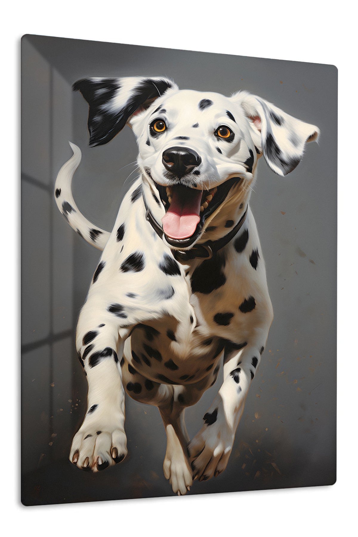 Joyful Dalmatian Leap metal wall art print