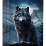 Winter Wolf Sentinel metal wall art print