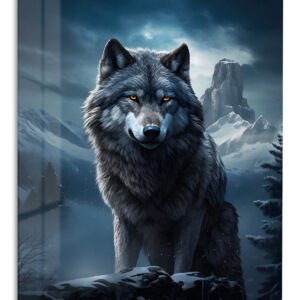 Winter Wolf Sentinel metal wall art print