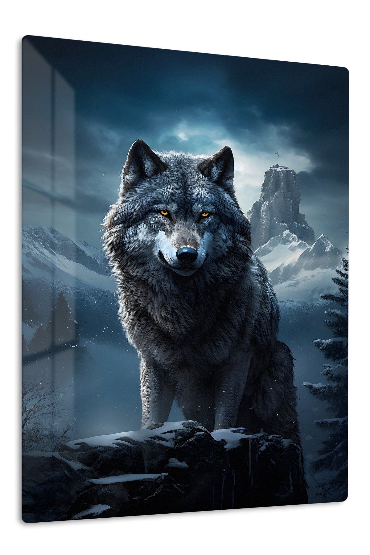Winter Wolf Sentinel metal wall art print
