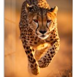 Golden Hour Cheetah Sprint metal wall art print