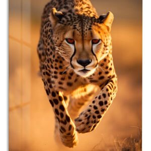 Golden Hour Cheetah Sprint metal wall art print