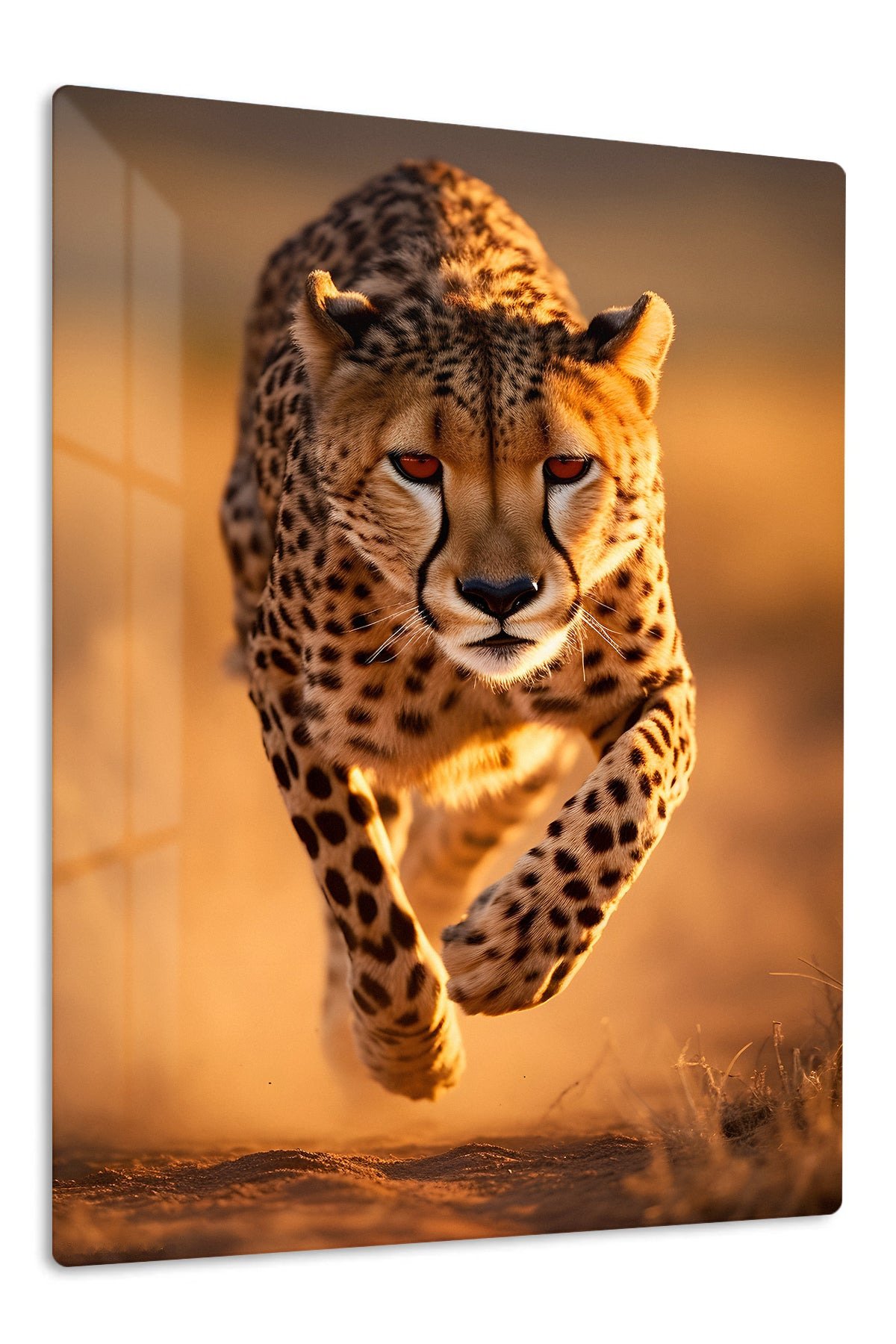 Golden Hour Cheetah Sprint metal wall art print