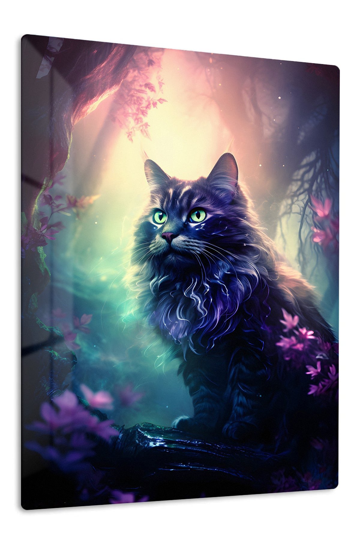 Moonlit Forest Cat metal wall art print