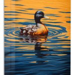 Duck on Amber Water metal wall art print