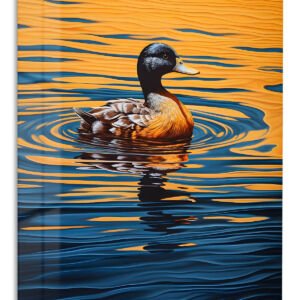 Duck on Amber Water metal wall art print