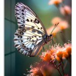 Spotted Butterfly on Orange Blossoms metal wall art print