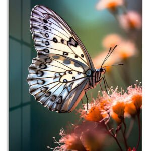 Spotted Butterfly on Orange Blossoms metal wall art print
