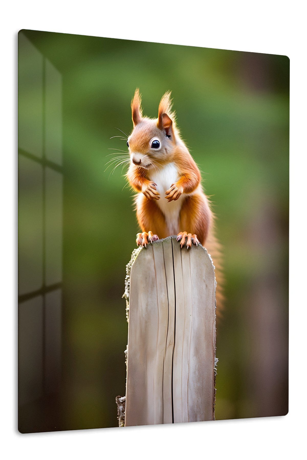 Curious Squirrel on a Garden Post metal wall art print