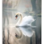 Graceful Swan Reflection metal wall art print
