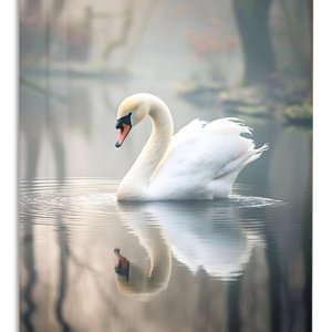 Graceful Swan Reflection metal wall art print