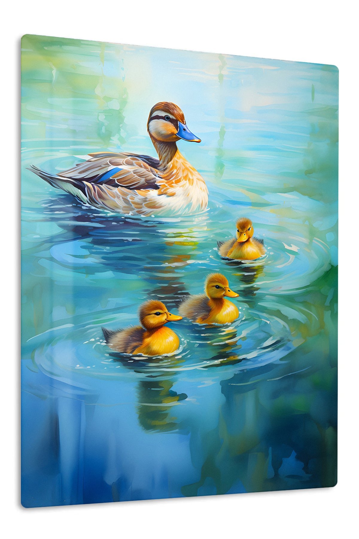 Mother Duck and Ducklings metal wall art print