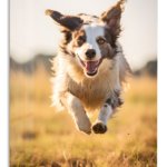 Joyful Collie in Golden Field metal wall art print