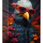 Cool Eagle in Red Sunglasses metal wall art print