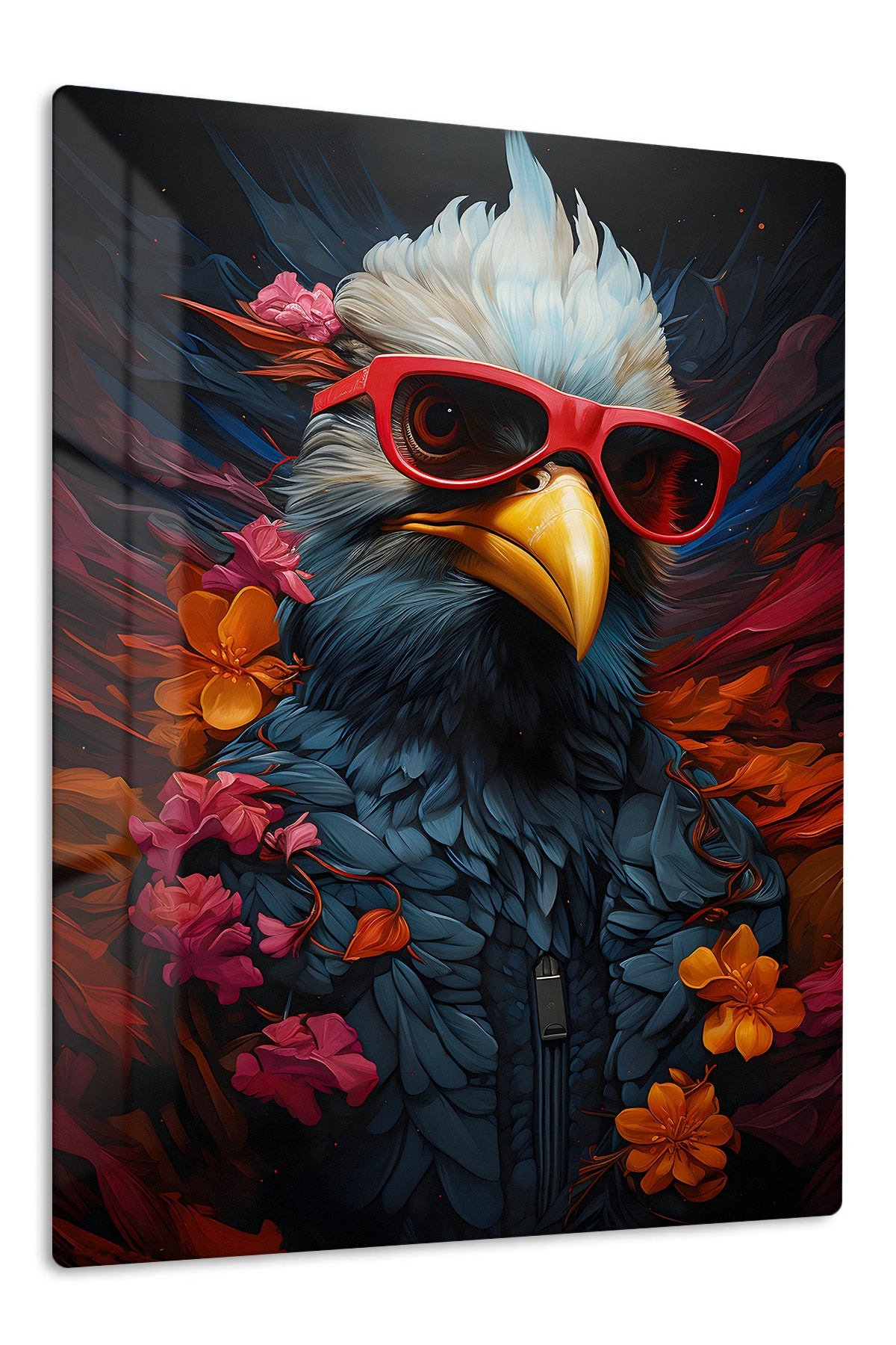 Cool Eagle in Red Sunglasses metal wall art print