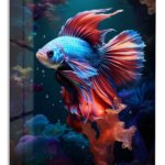 Radiant Betta Among Coral metal wall art print