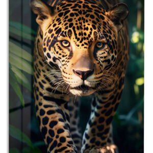 Watchful Jaguar in the Jungle metal wall art print