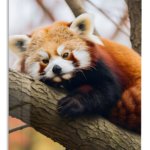 Resting Red Panda metal wall art print