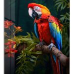 Scarlet Macaw in the Rainforest metal wall art print