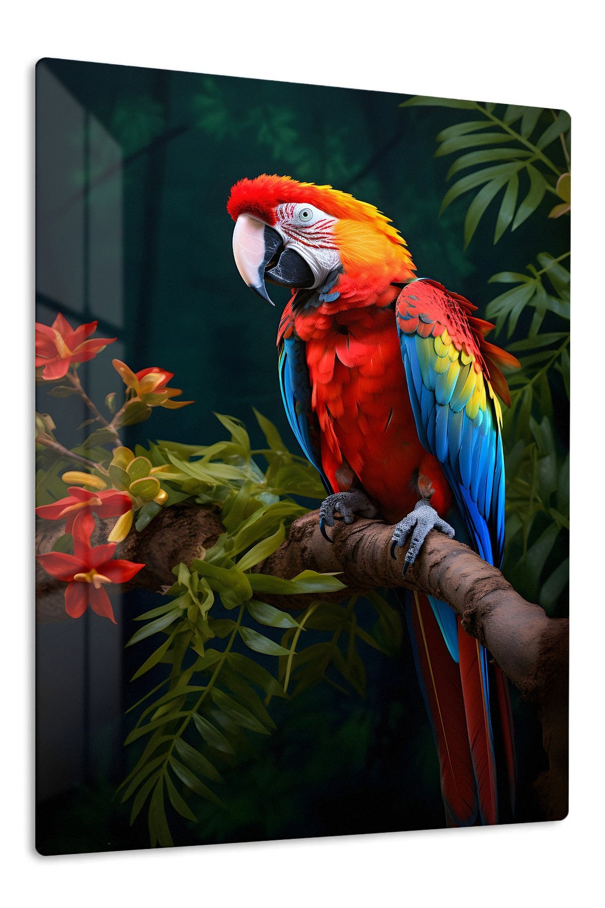 Scarlet Macaw in the Rainforest metal wall art print