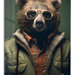 Cool Bear in Sunglasses metal wall art print