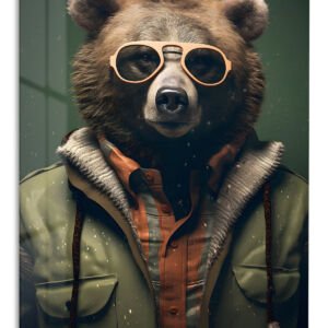 Cool Bear in Sunglasses metal wall art print