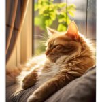 Sunlit Ginger Cat metal wall art print