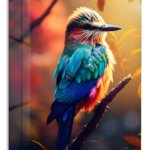 Sunlit Turquoise Kingfisher metal wall art print