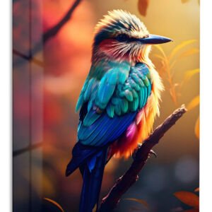 Sunlit Turquoise Kingfisher metal wall art print
