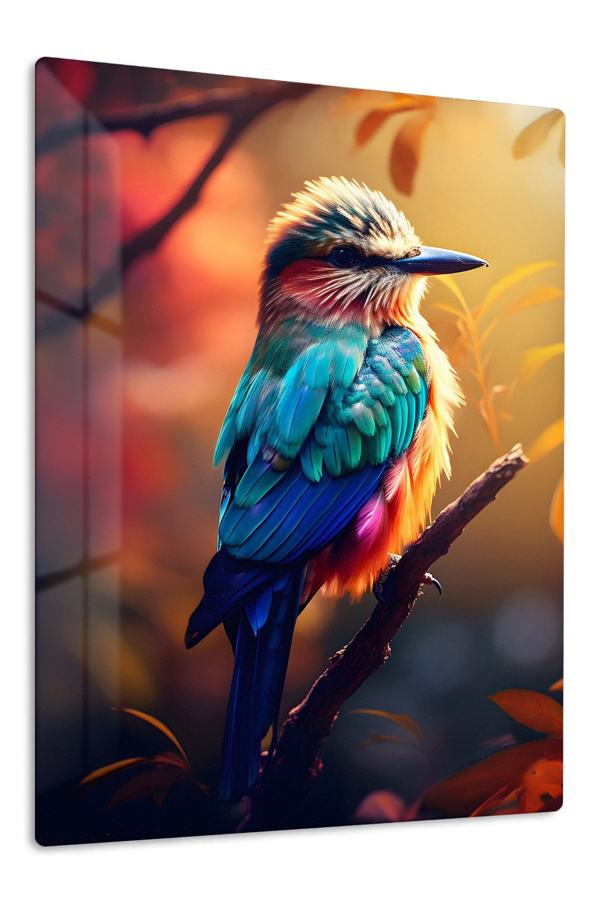 Sunlit Turquoise Kingfisher metal wall art print
