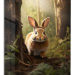 Sunlit Forest Rabbit metal wall art print