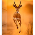 Leaping Antelope at Sunset metal wall art print