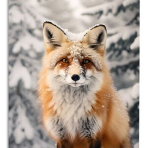 Snow-Dusted Red Fox metal wall art print