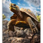 Desert Tortoise Under Blue Skies metal wall art print