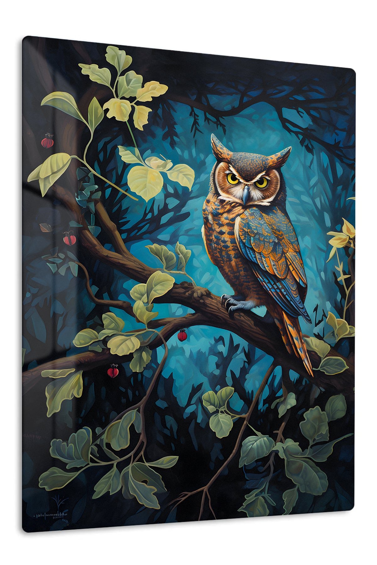 Twilight Owl in Forest Canopy metal wall art print