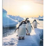 Penguins on a Sunlit Ice Floe metal wall art print